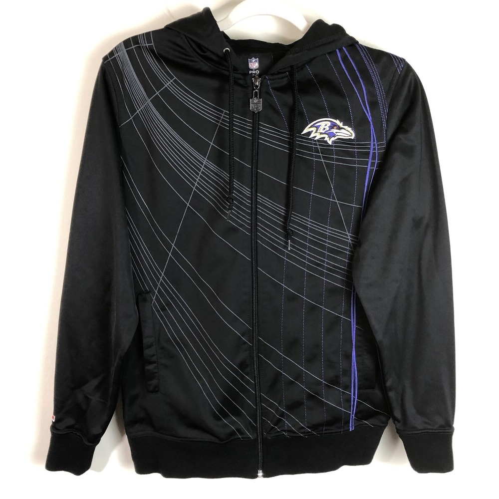 Baltimore Ravens NFL Pro Line Embroidered Full Zip Hoodie Black Men's Sz Small